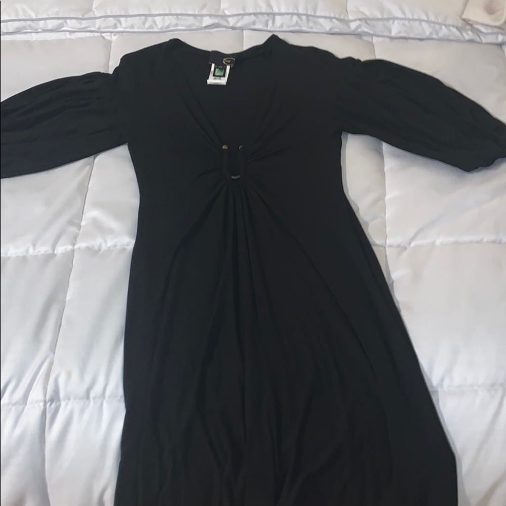 Cavalli black bubble sleeve, plunging neck line